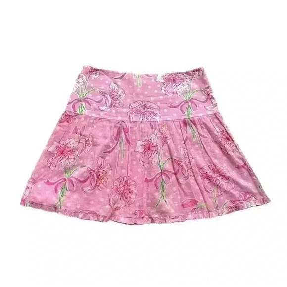 LILLY PULITZER SKIRT NIKITA MINI PINK WHITE FLORAL DOTS BARBIECORE PULITZER SZ 2 - Picture 1 of 4